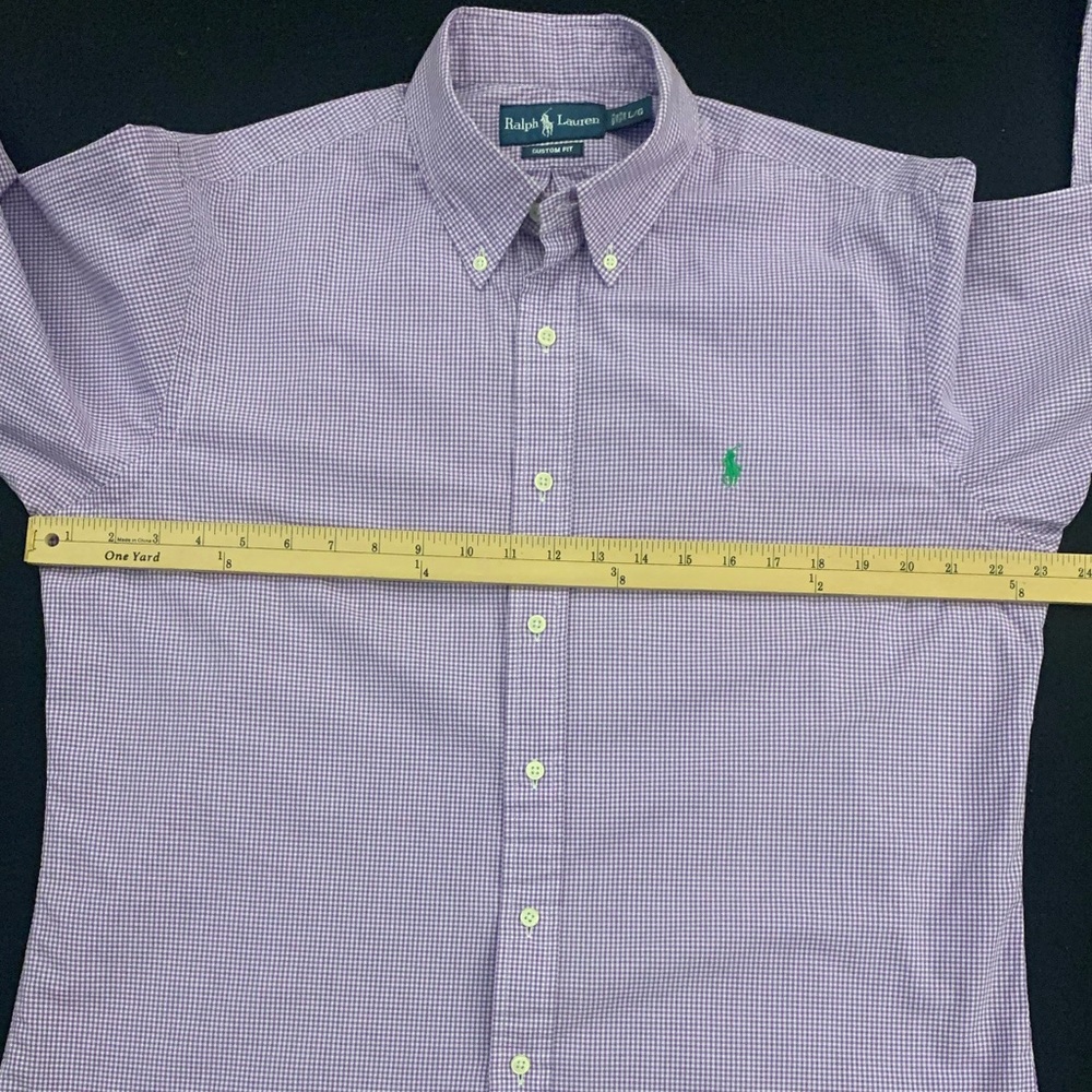 RALPH LAUREN LS Custom Fit Purple/White Tight Checked Shirt - Picture 5 of 7